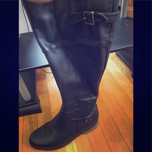 Black leather boots